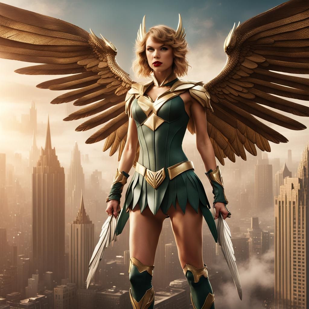 taylor swift as hawkgirl - AI Generated Artwork - NightCafe Creator