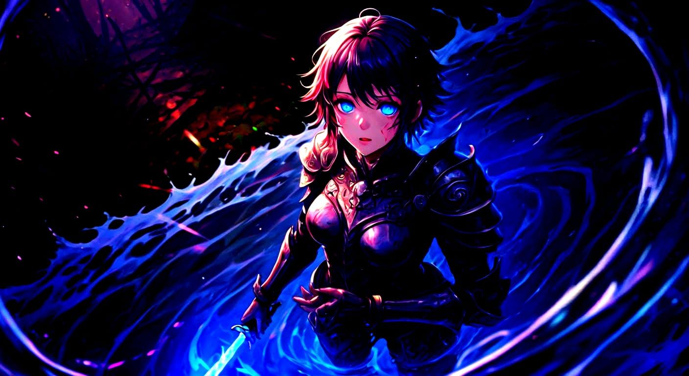 Ethereal Warrior in Vibrant, Illustrative Style