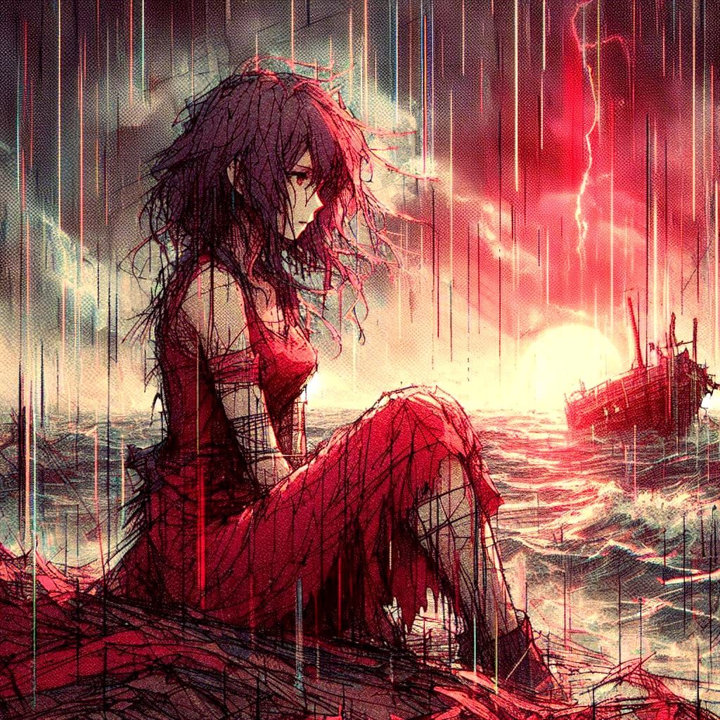 A Scribbled Drawing On A Hopeless Castaway