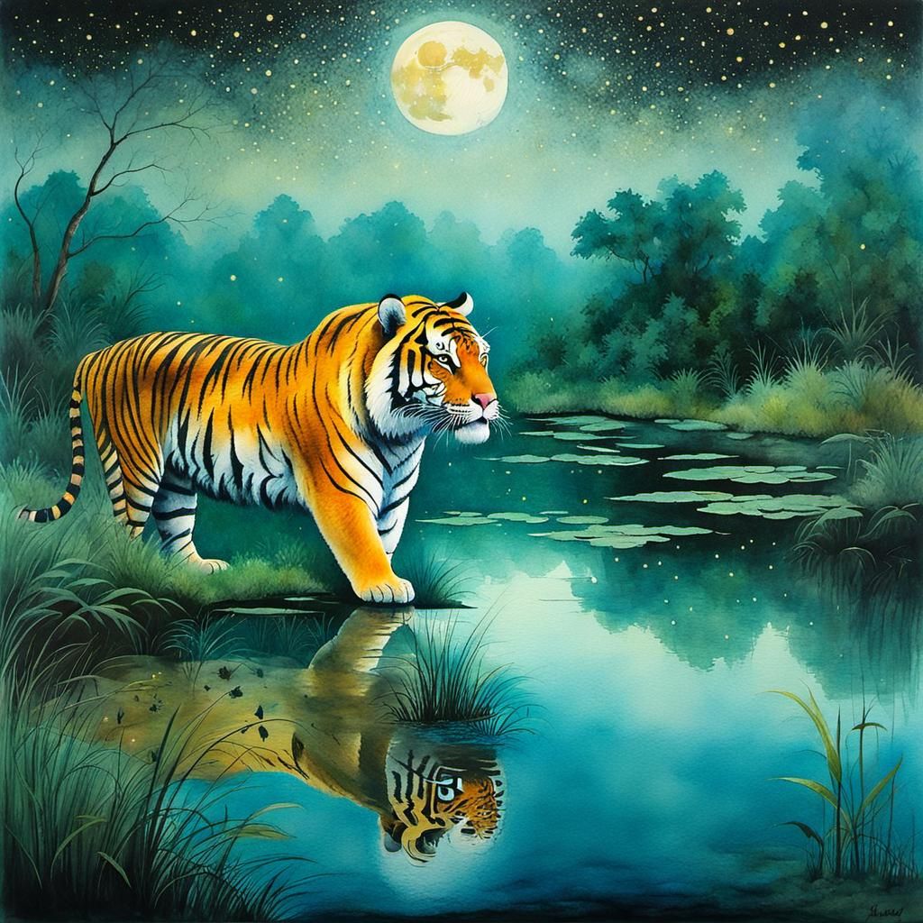 Tiger in the night