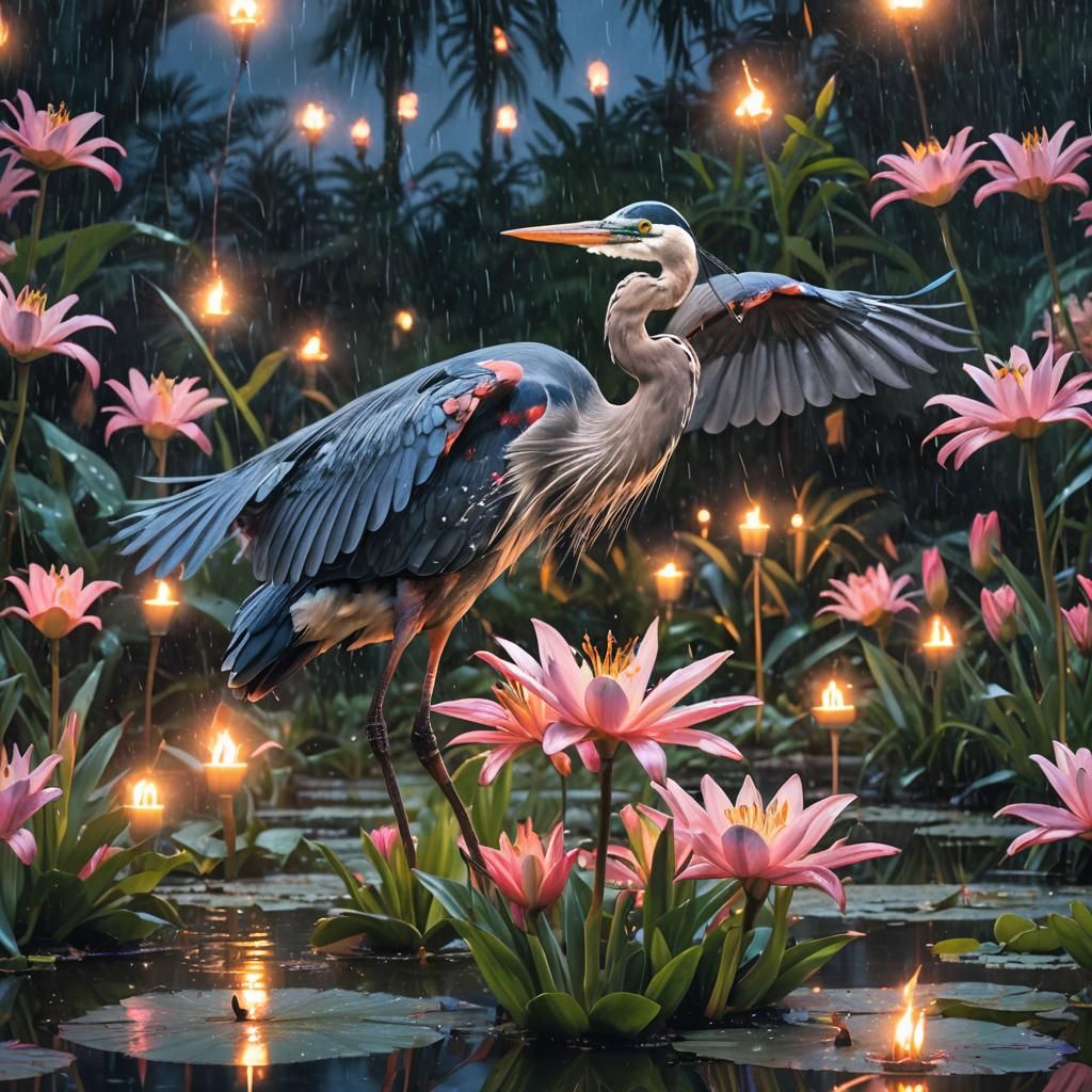 epic luminous double exposure luminos great blue heron open wings pink ...