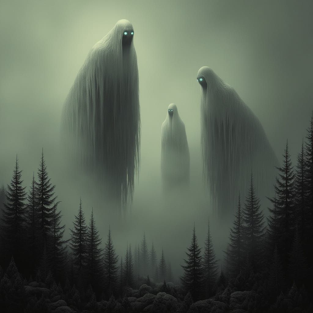 Spirits over the dense forest