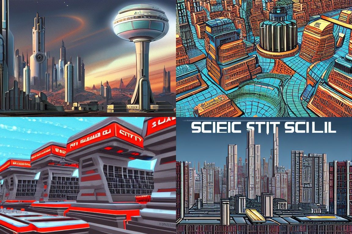 Sci-fi city in the style of Socialist realism