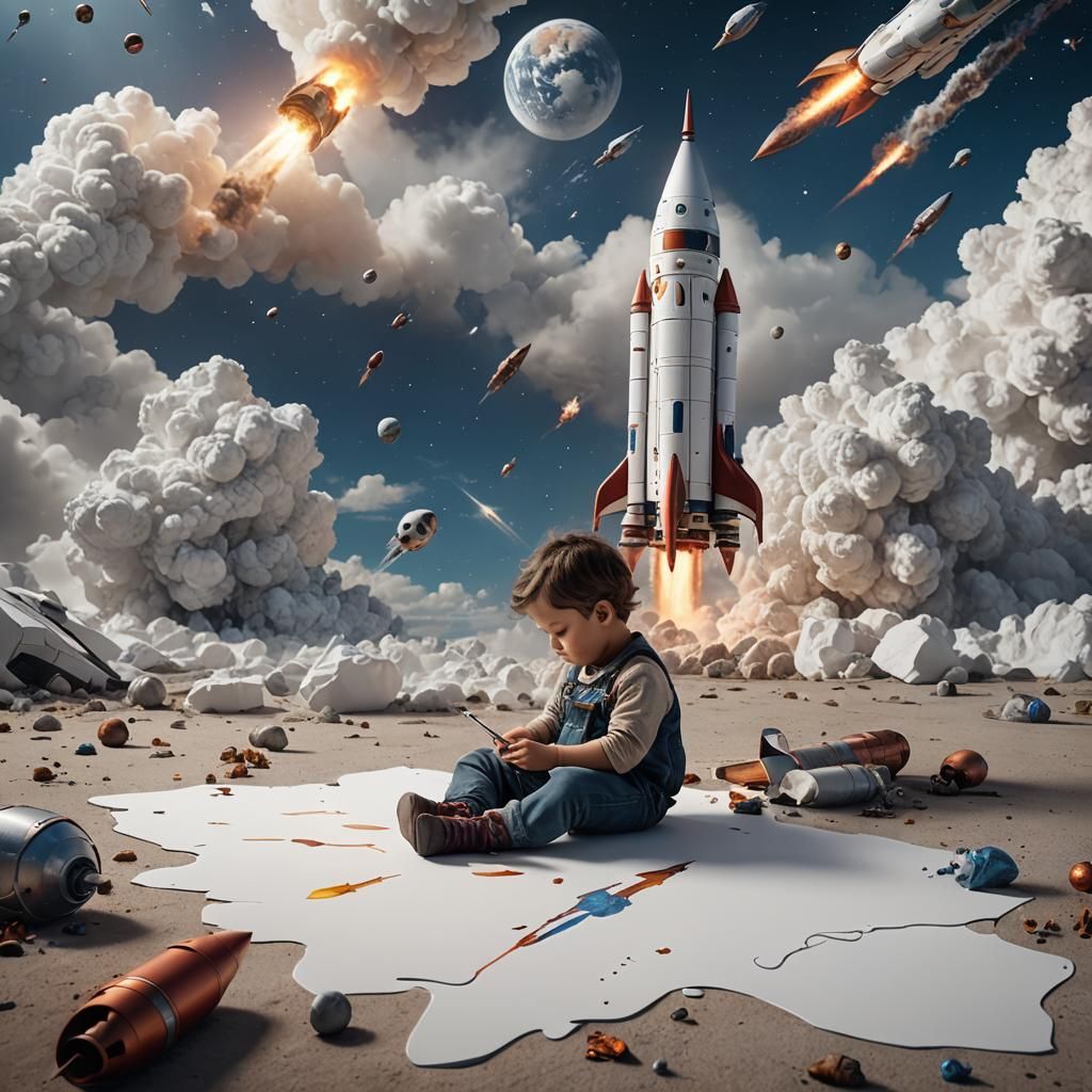 Toddler's Rocket: Detailed Fantasy Concept Art