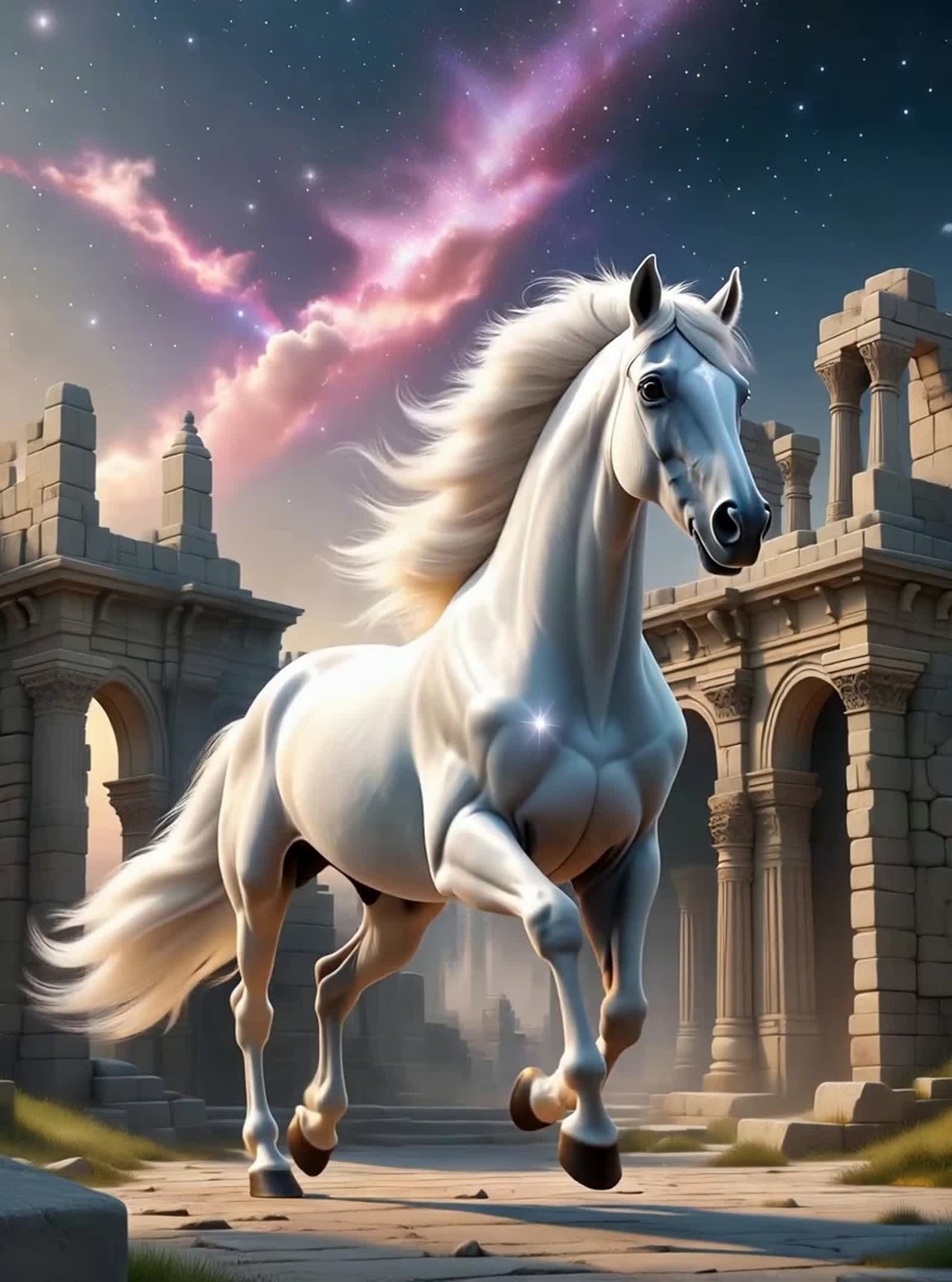 A majestic white horse