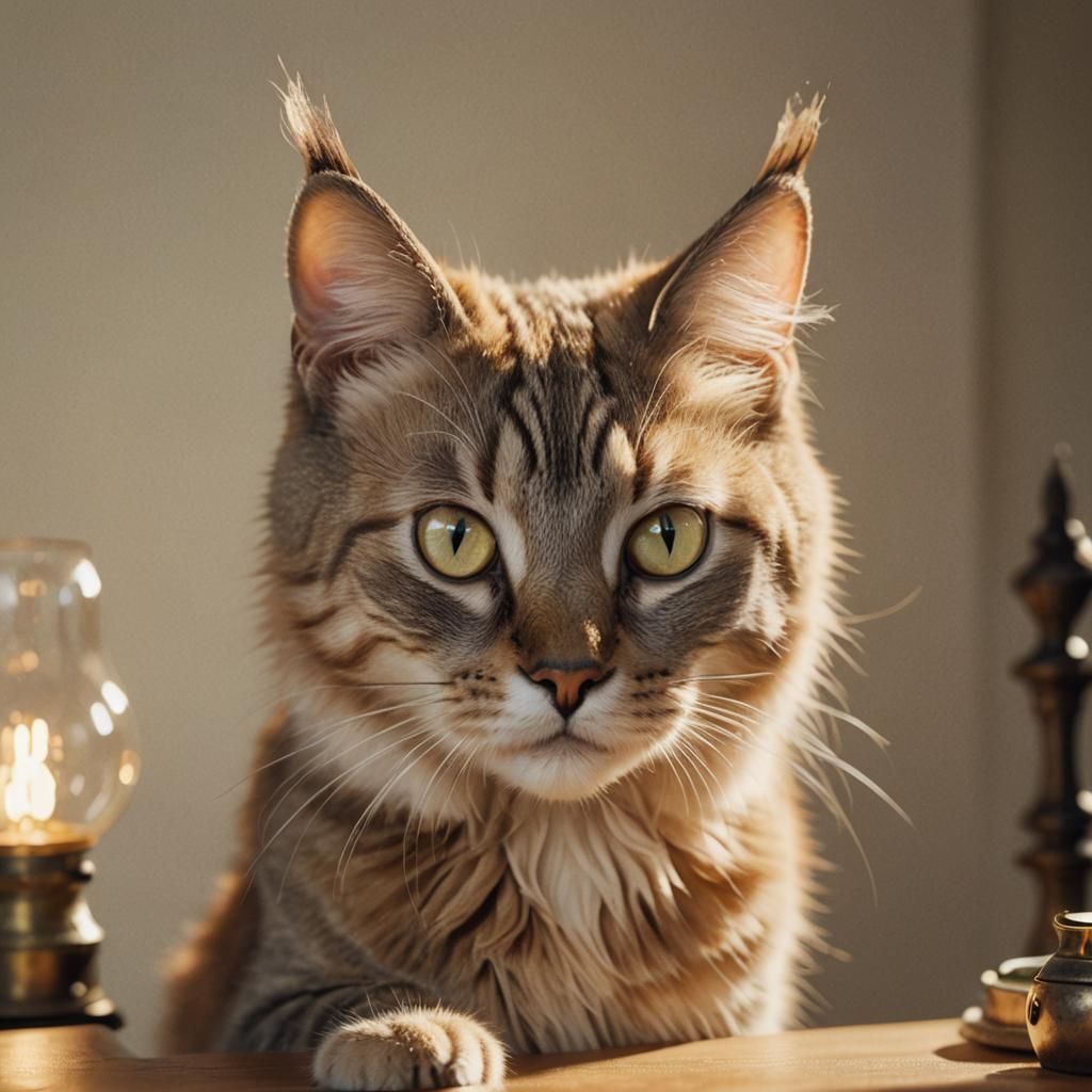 Glowing Cat Lamp: Whimsical Concept Art