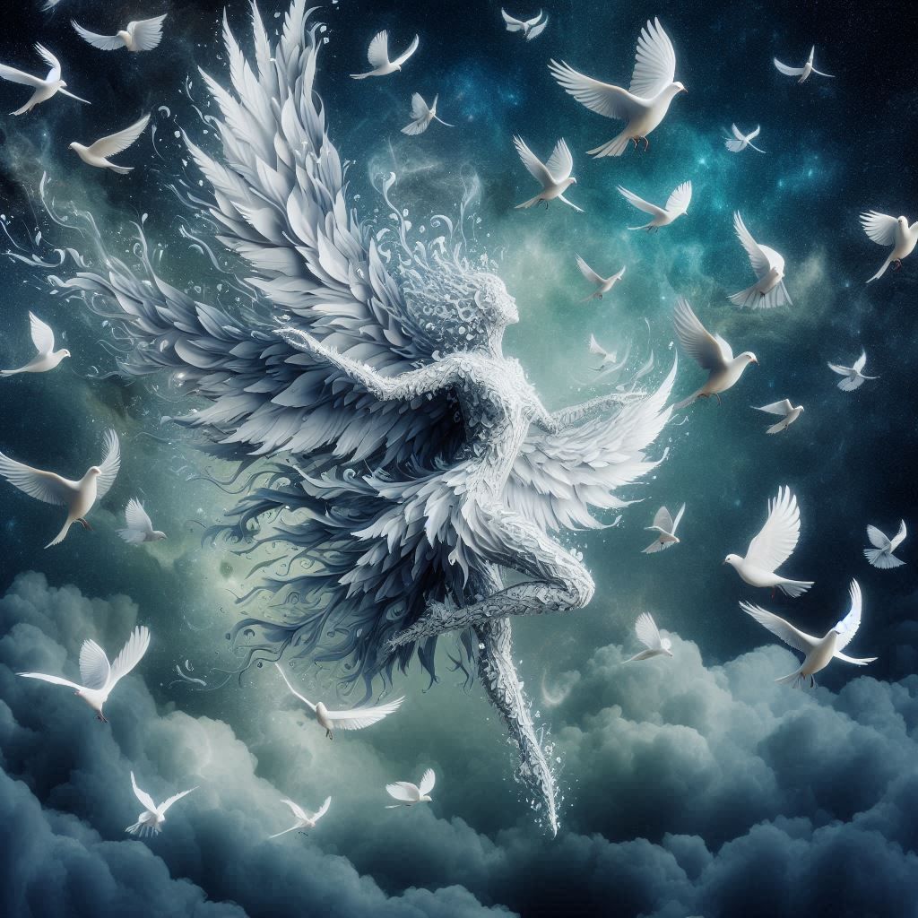 surreal, woman of doves