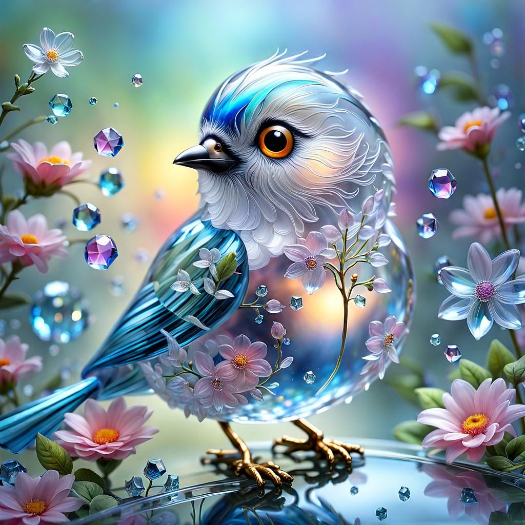 Flowers Glass Bird  by @Yulia 