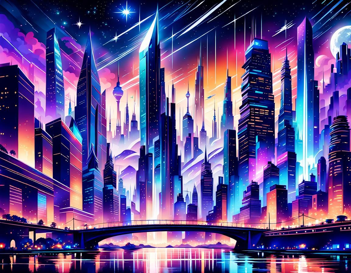 Luminous cityscape #3 - AI Generated Artwork - NightCafe Creator