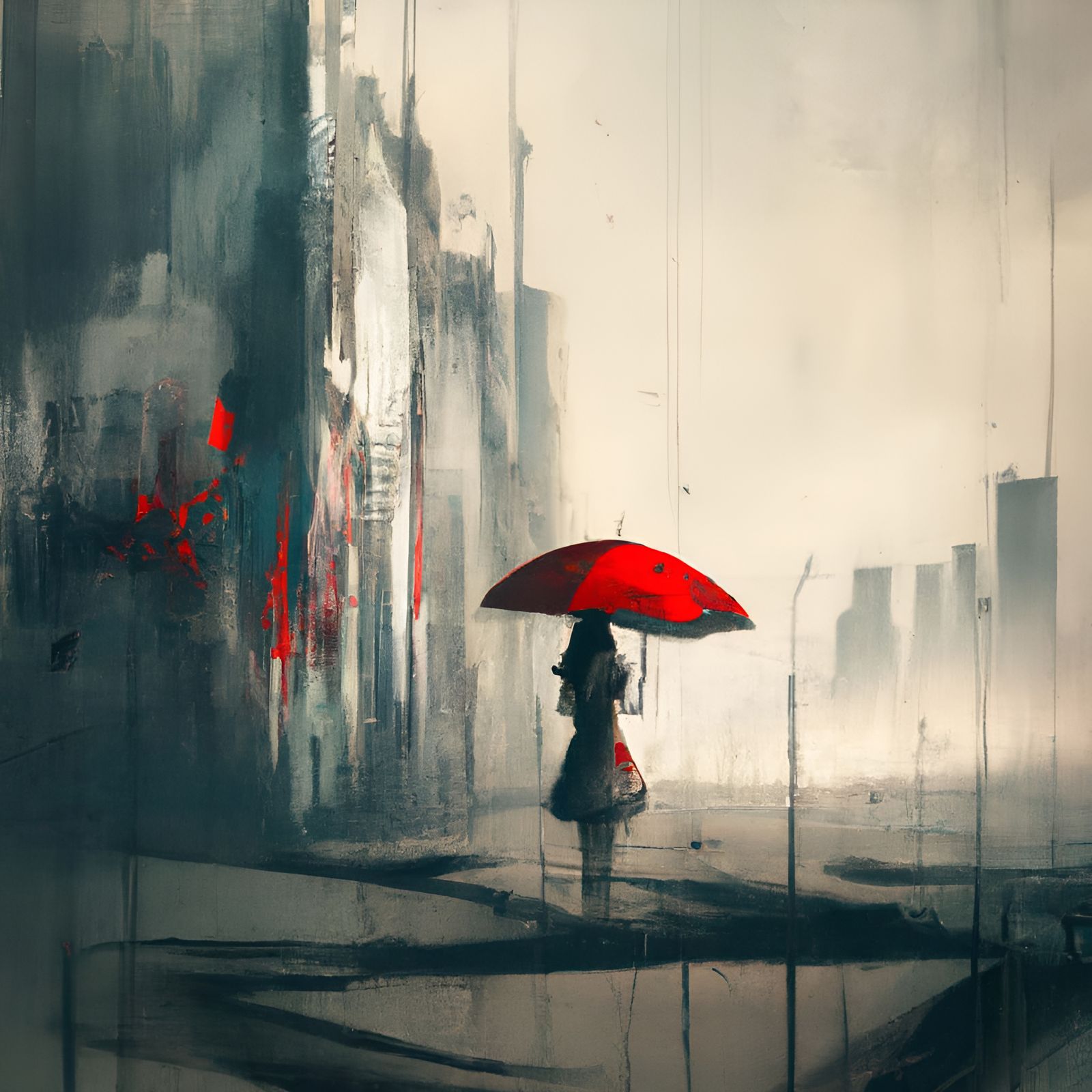 Maiden walking with an umbrella