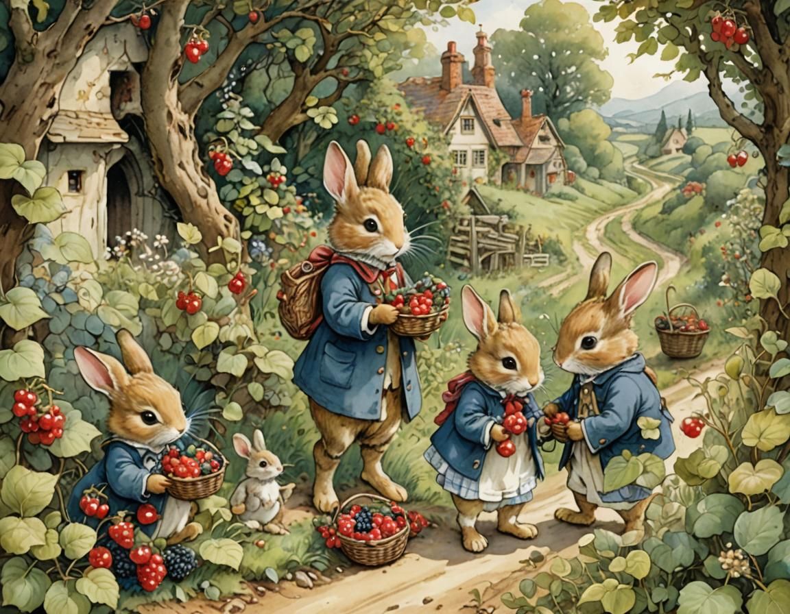 adorable little chibi bunnies   by @titinette