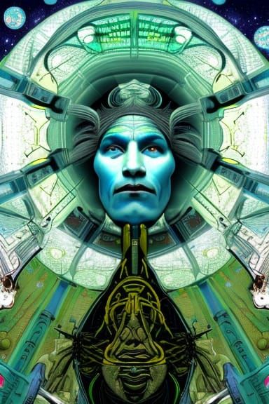 Surreal Space Station Inspired by Austin Osman Spare