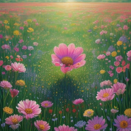 Vibrant Oil Painting of a Strawberry in a Sun-Drenched Meado...