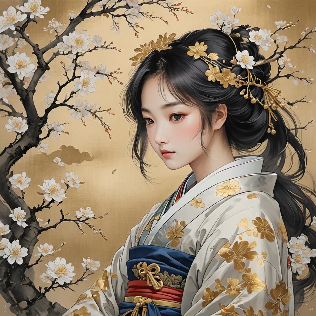 Anime Girl with Cherry in Watercolor and Pastel