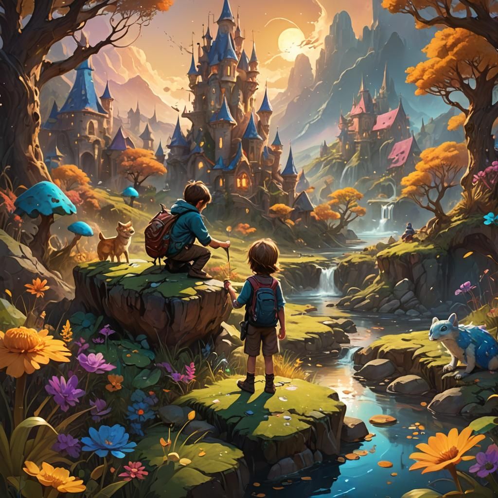 Child Paints the World: Vibrant Fantasy Art