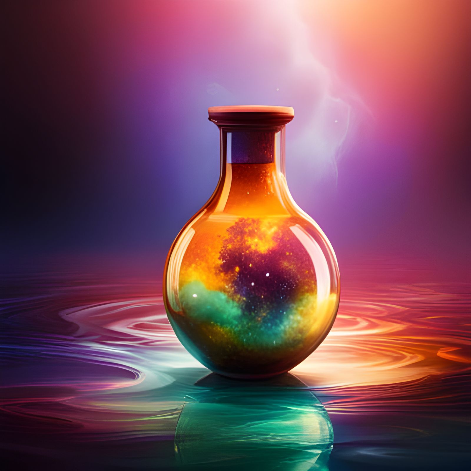 potion vial filled with a galaxy