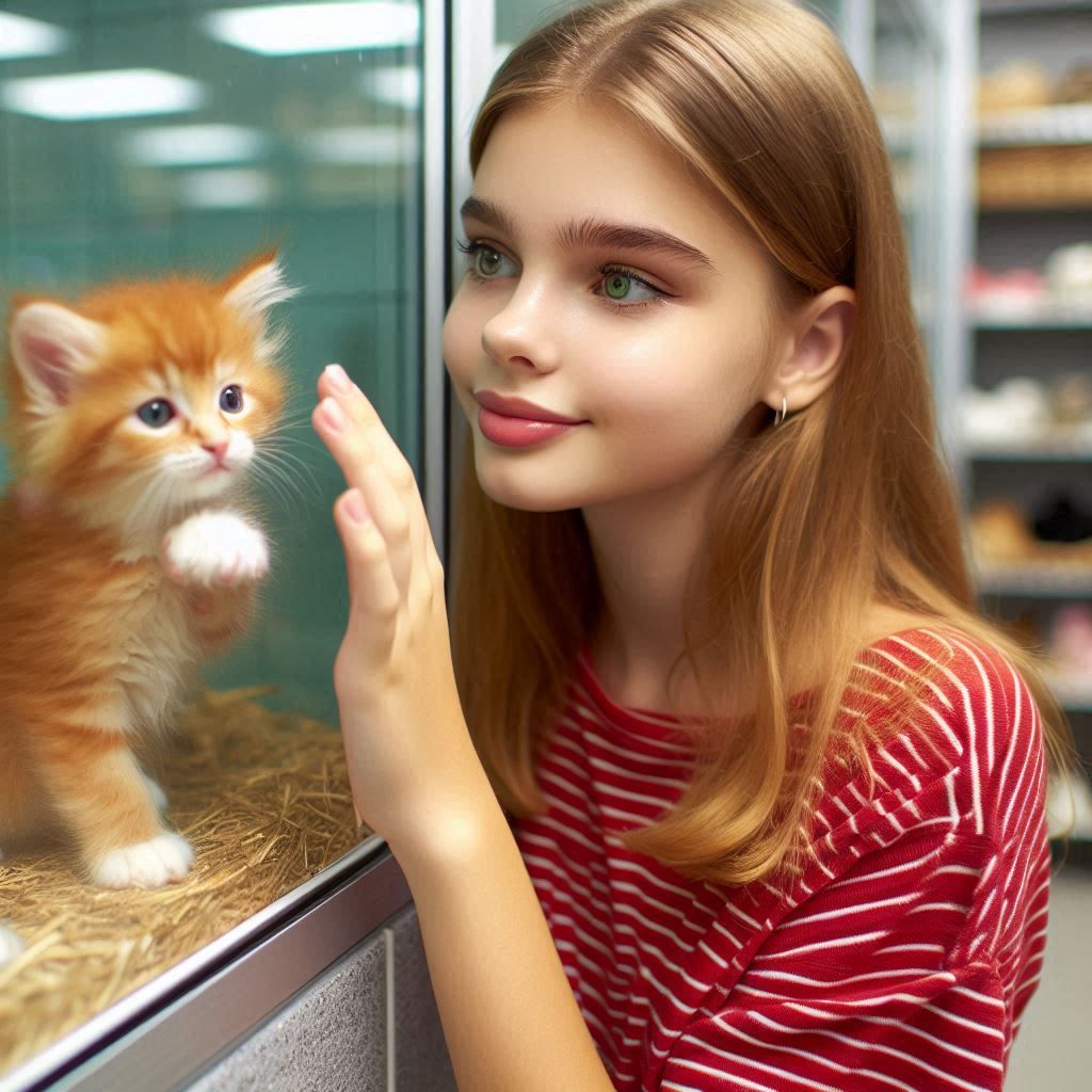 Hannah adopting a kitten!