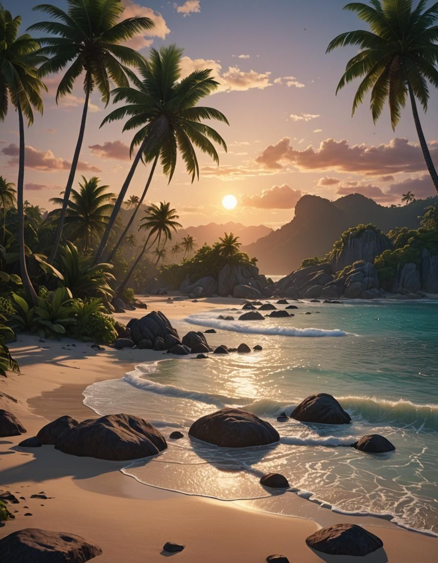 Palm-trees in sunset  by @Sandra Al