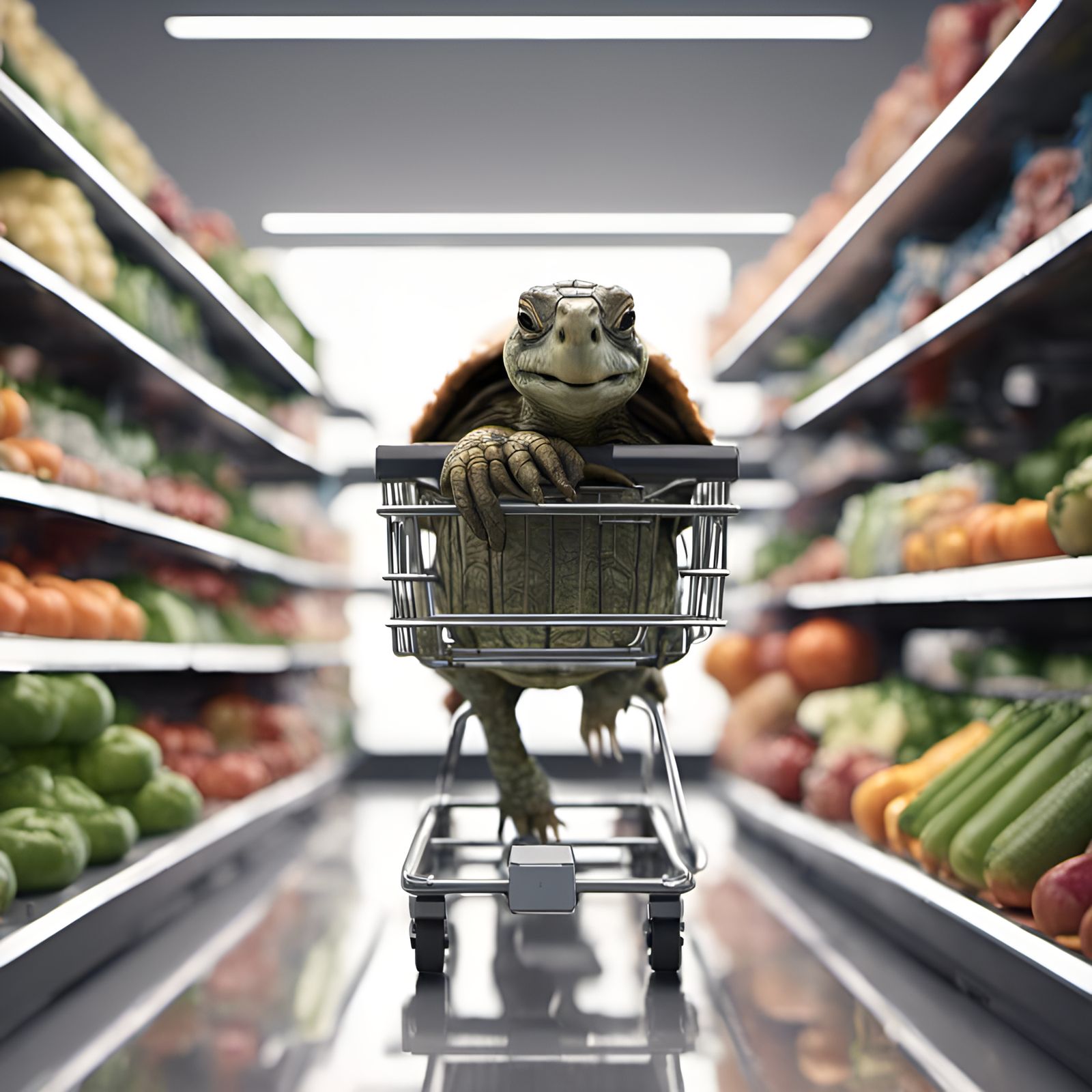 Turtle in a Shopping Cart