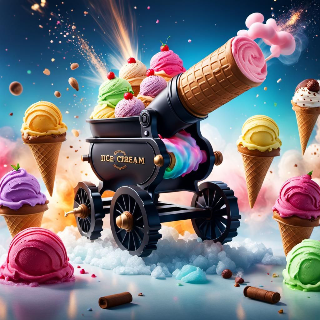 Ice cream cannon - AI Generated Artwork - NightCafe Creator