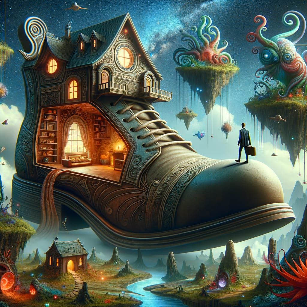 man living inside his shoe