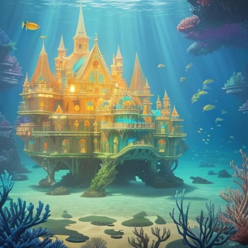 Glowing magical underwater palace 