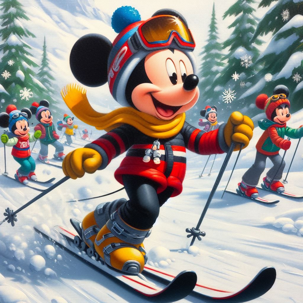 Mickey fait du ski ....