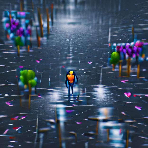 Lonely walking in the rain 8k resolution