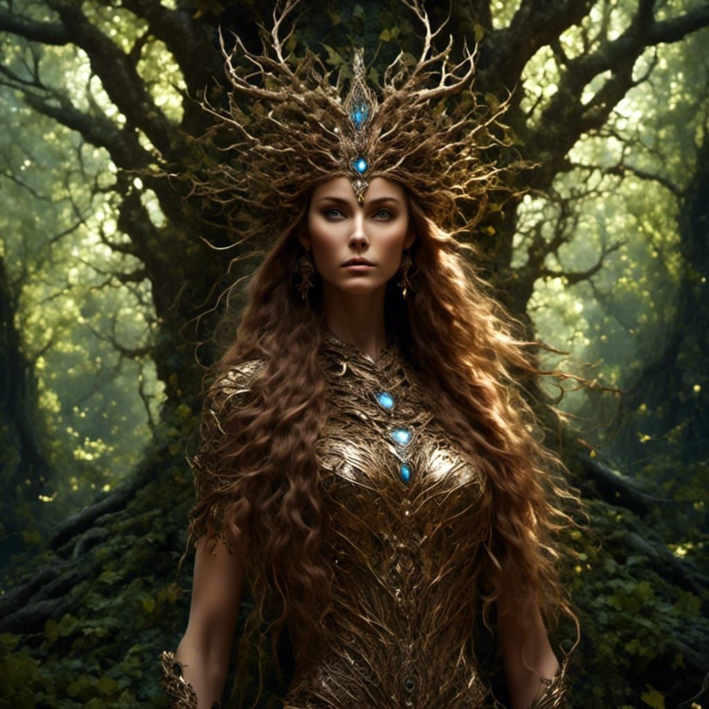 beautiful tree goddess::Ent::twigs in her hair::light brown ...