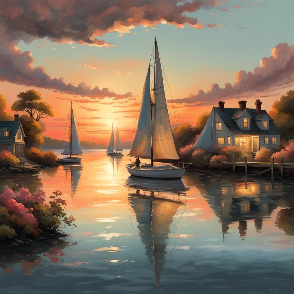 Sailboats at Sunset   by @Debbie