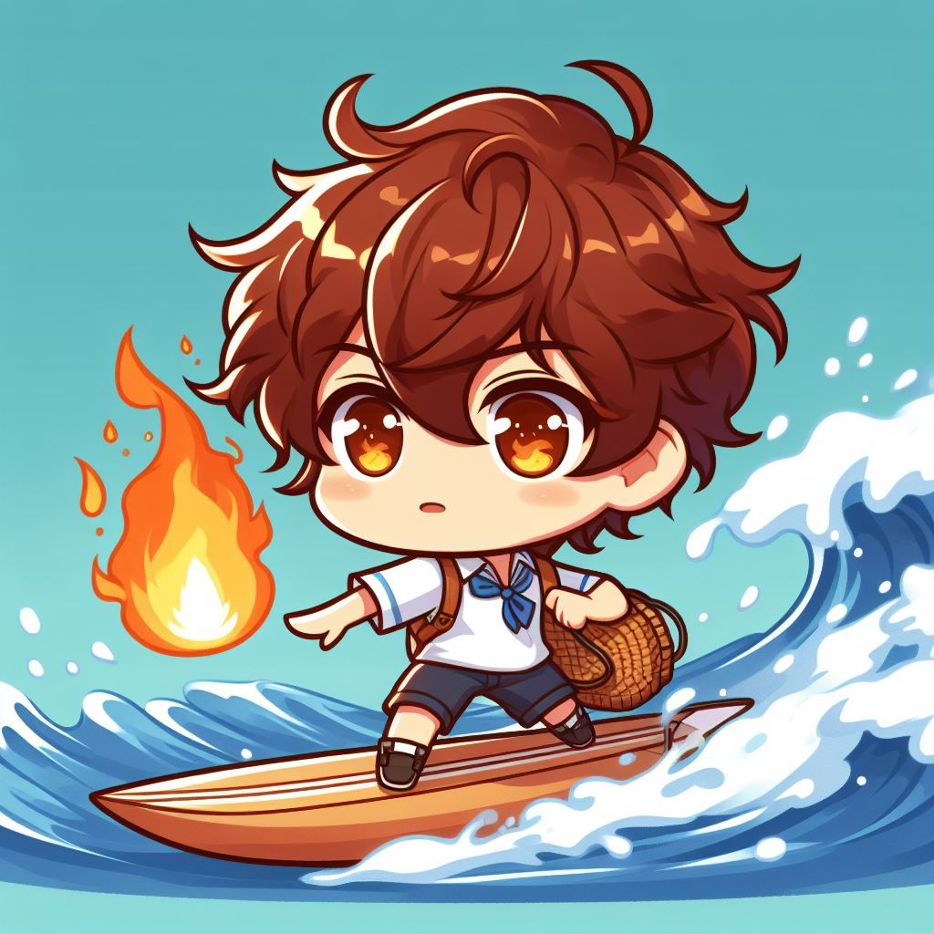 Cute Fire surfing