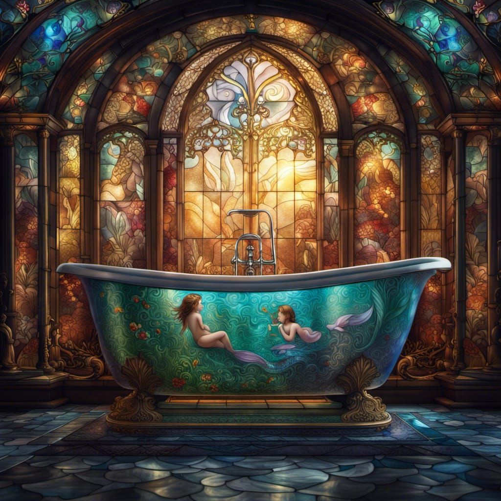 Stained glass tub AI Generated Artwork NightCafe Creator