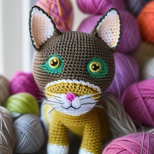 Weird crochet cat AI Generated Artwork NightCafe Creator