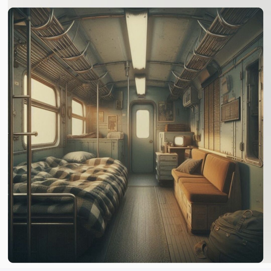Comfortable, Utilitarian Bedroom in a Retro Subway Car