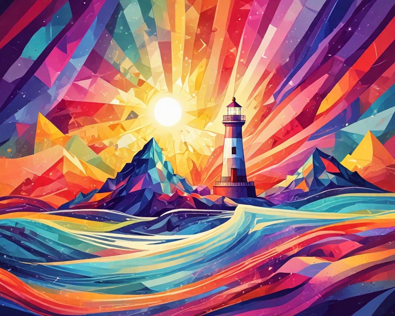 Lighthouse. Abstract scene.