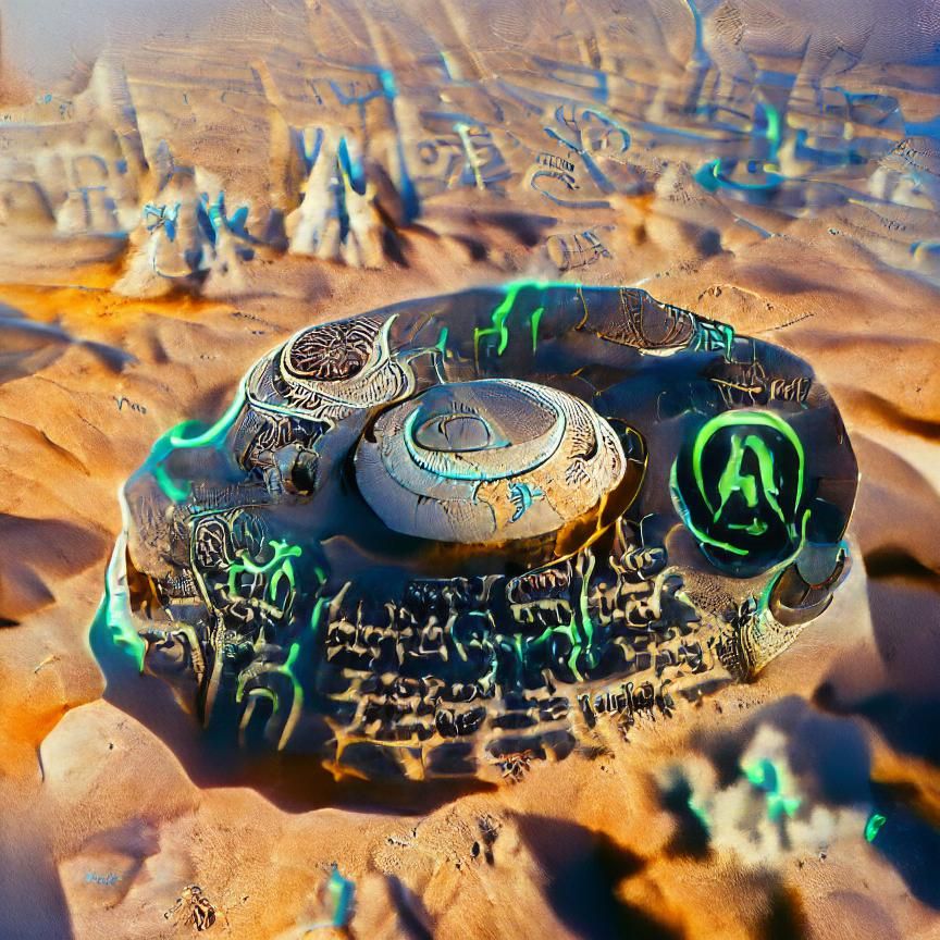 An alien artifact with alien writing buried in the Mojave De...