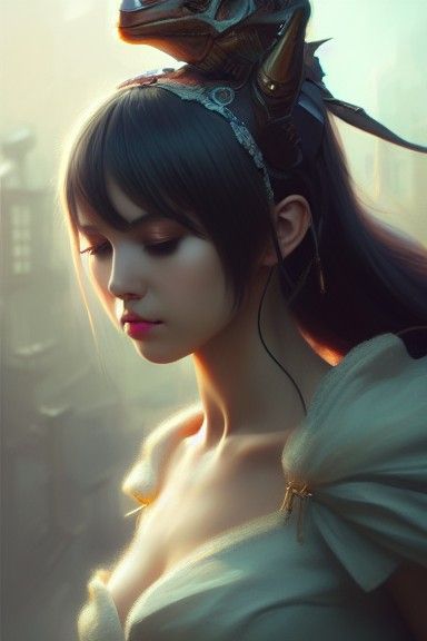 Alluring Fantasy Princess in Hyperrealistic Oil Painting