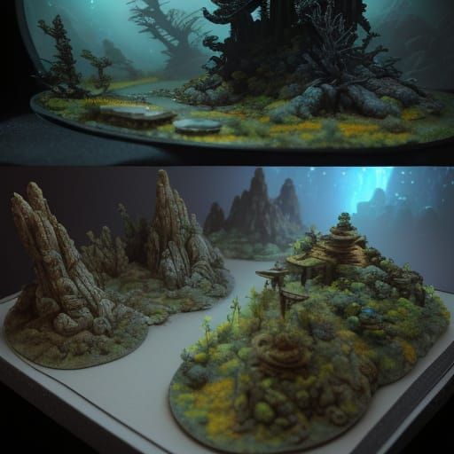 Detailed realistic diorama.

Exobiology landscape biome diversity exobiology ecosystem concept art 1;24 scale model miniature figures 

Back...