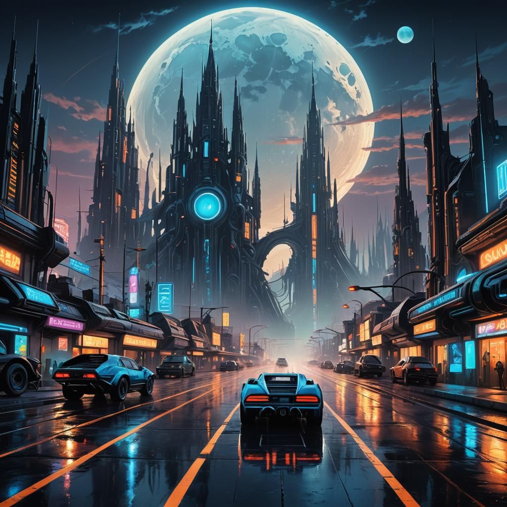 Surrealistic Futuristic Cityscape on Wheels
