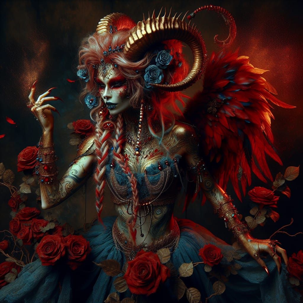 Opalescent Fae Queen Portrait in Old Masters Style