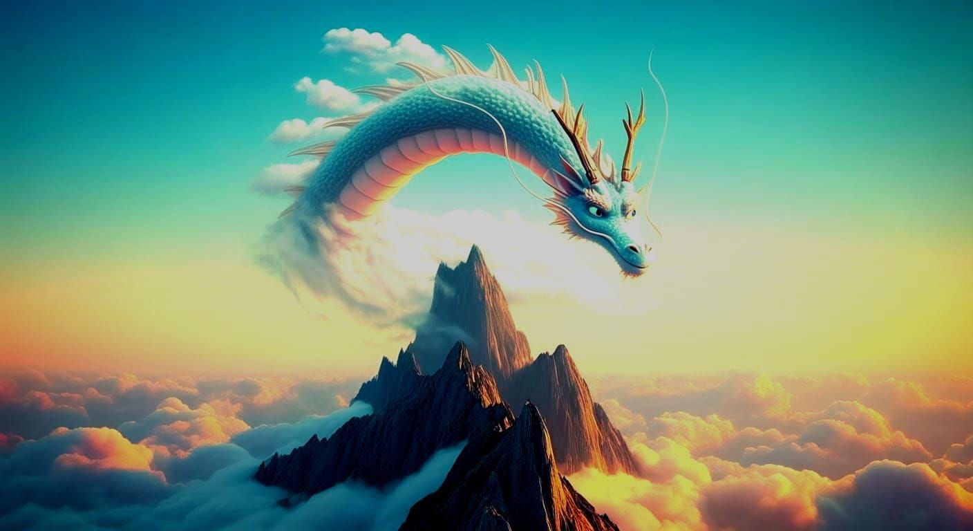 Dragon Emerging from Majestic Clouds in Stunning 4K Concept...