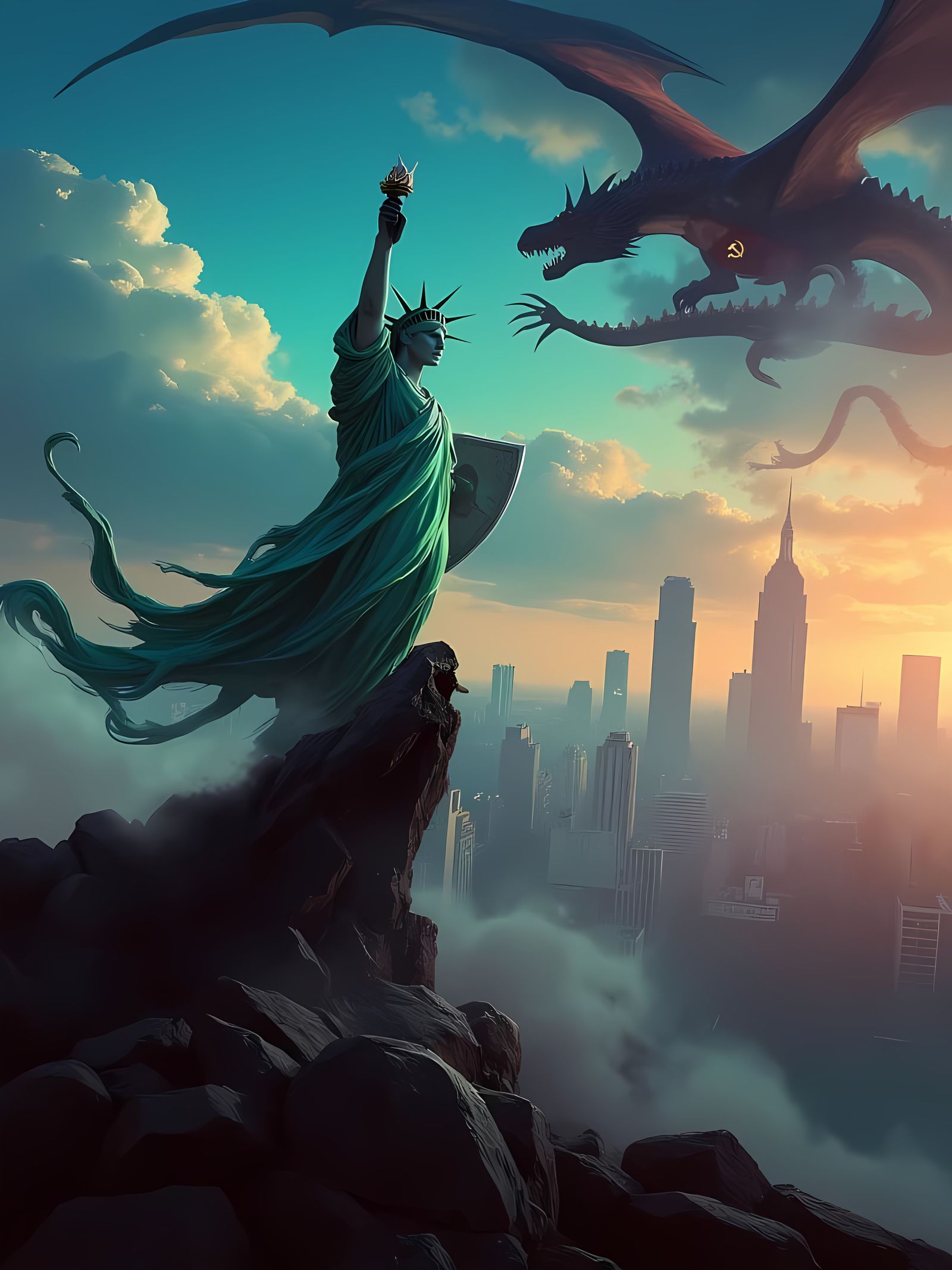 Lady Liberty Stands; A Warrior Against the Red Tide