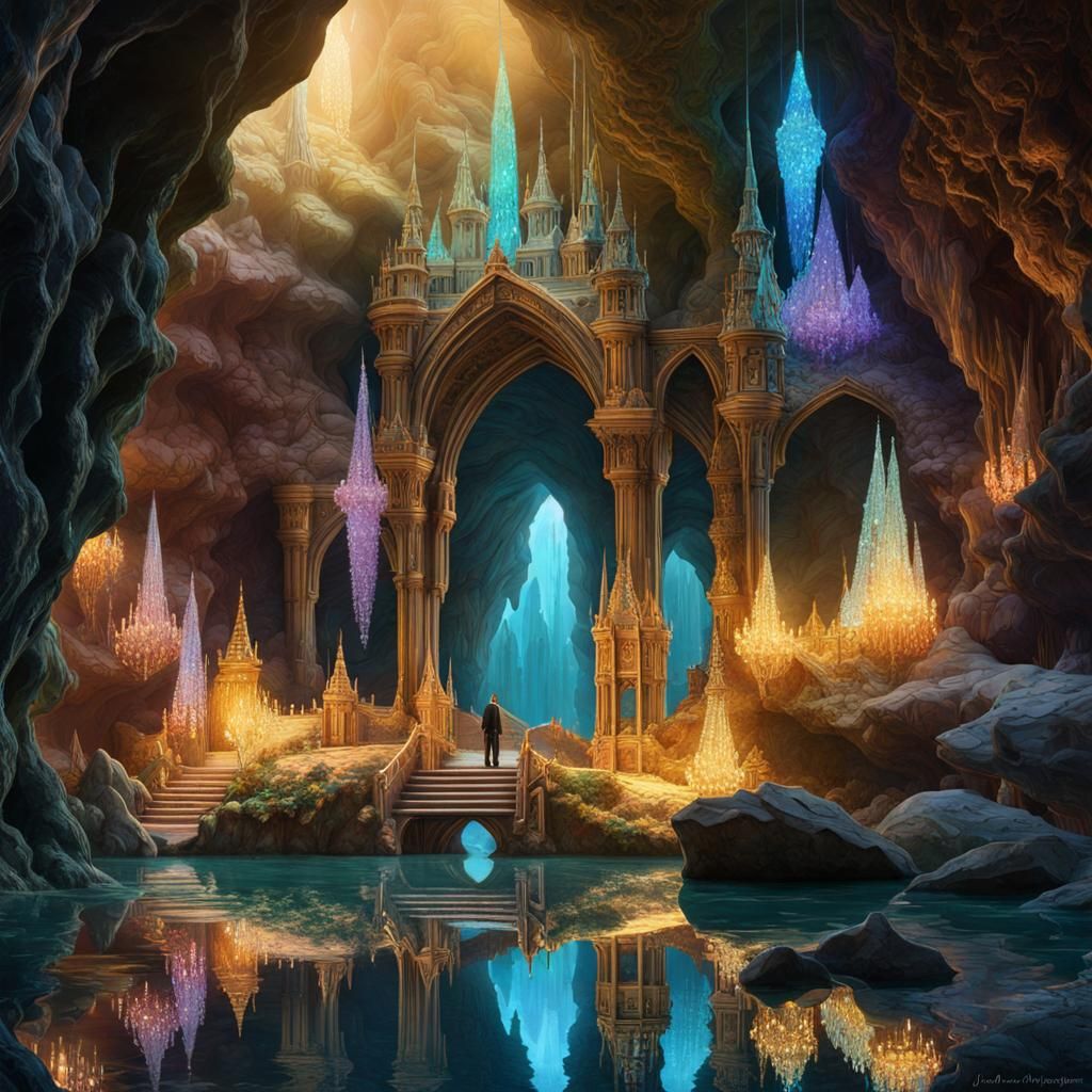 Crystal Cave Enchanted Palace - AI Generated Artwork - NightCafe Creator