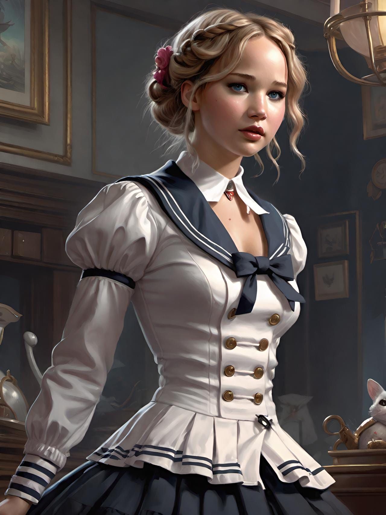 Jennifer Lawrence in sailor dress