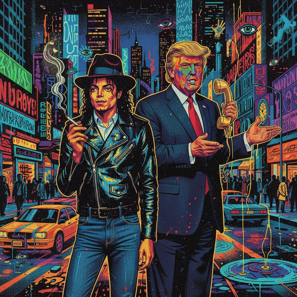 Michael jackson in jeans smoking w Trump
