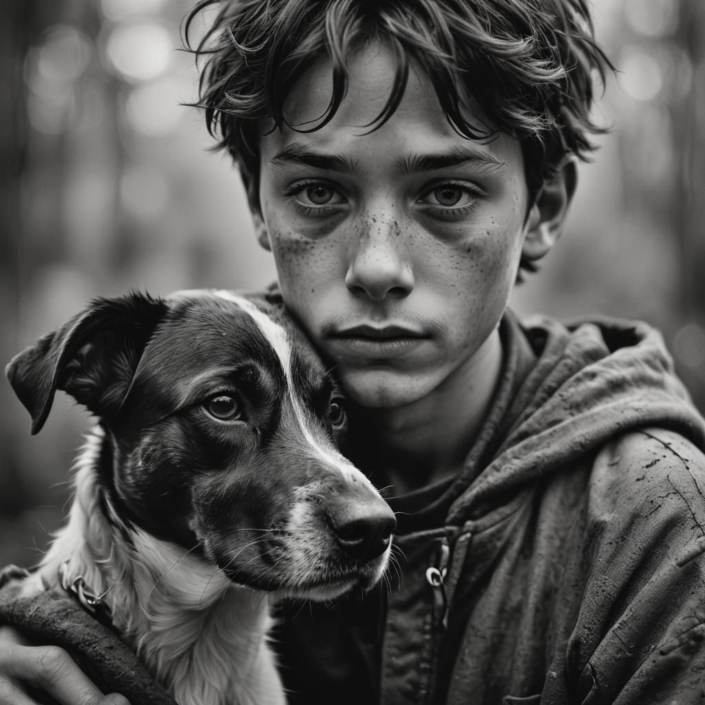 Portrait of boy and his dog