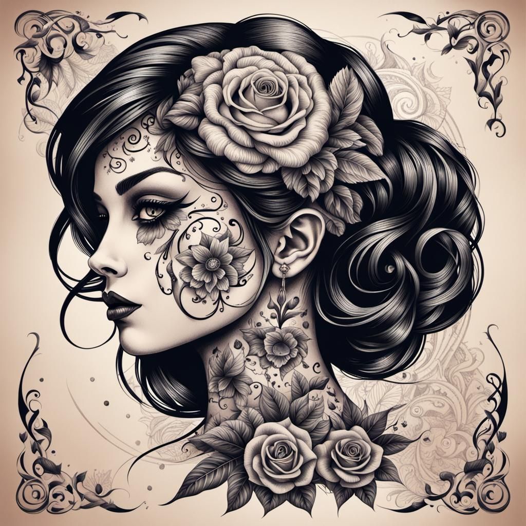 Femme tatouée, pulpeuse, gothique, aux courbes généreuses, m...