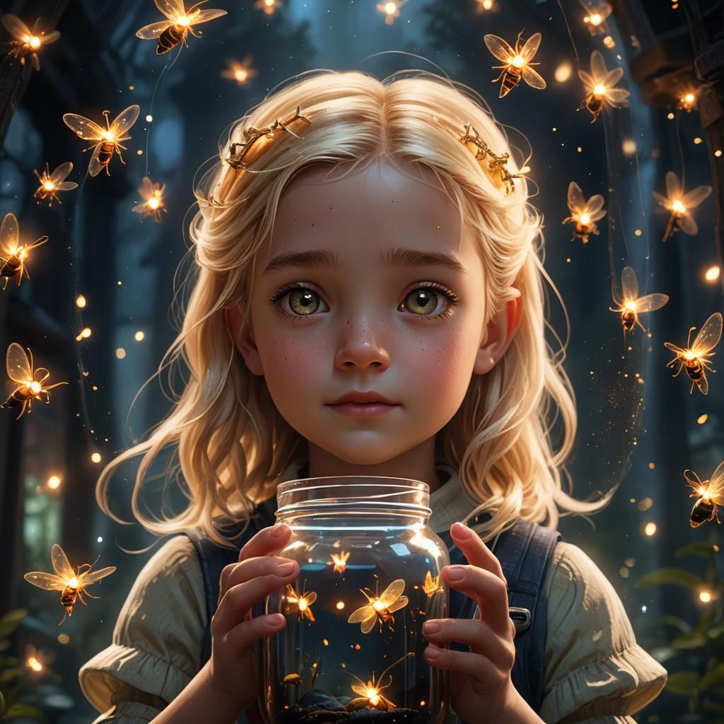 Fireflies glass jar   by @Moon Beam