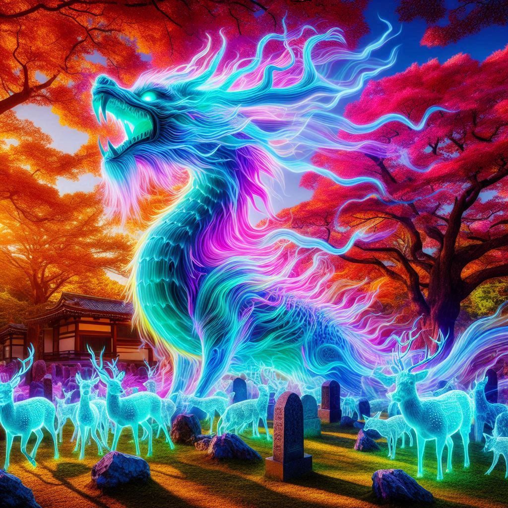 una imagen de un dragón fantasmal en un cementerio ......