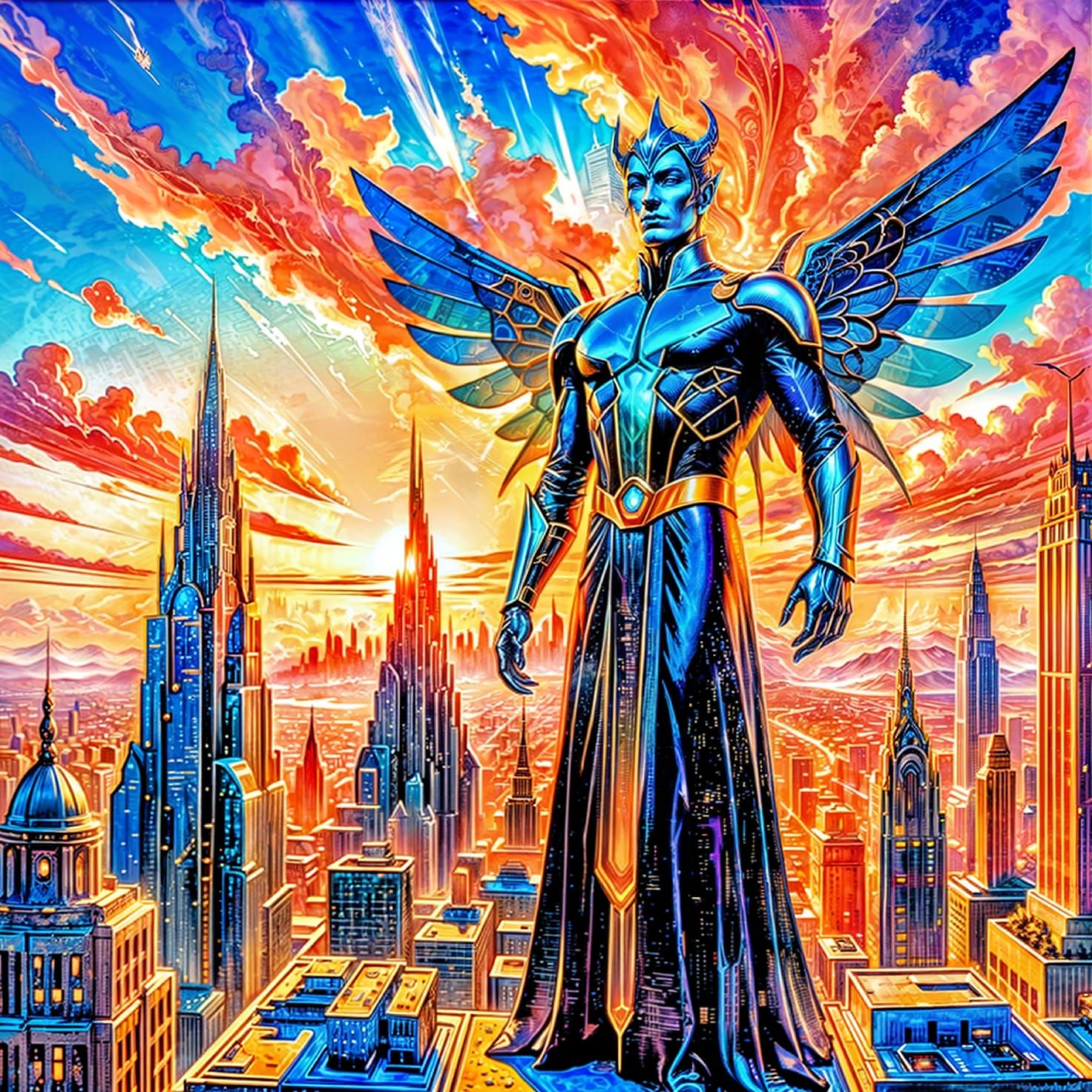 A Powerful Guardian of the City Doesn't Need Wings but It Doesn't Hurt